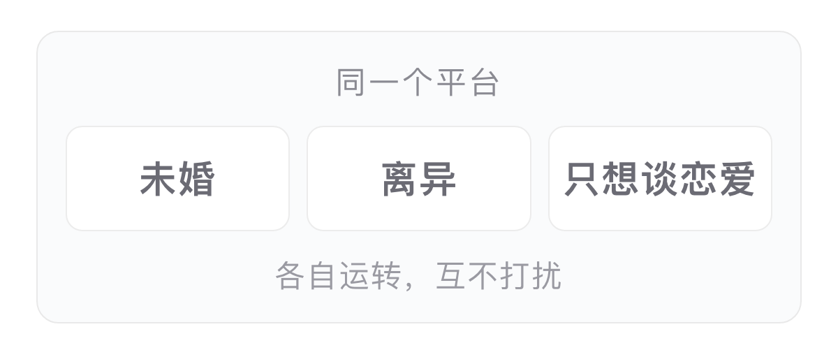大龄、离异、未婚等不同房间在同一个平台上并存